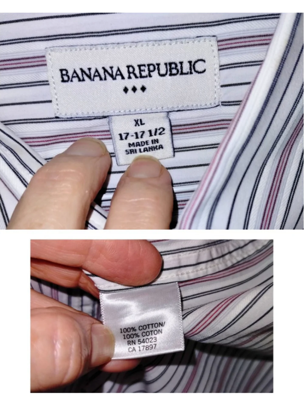 Men's Banana Republic Casual Button Down Striped Shirt (XL 17-17.5)